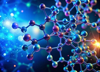 Aufkleber - Microscopic Molecular Structure Illuminated at Night, Science & Medicine