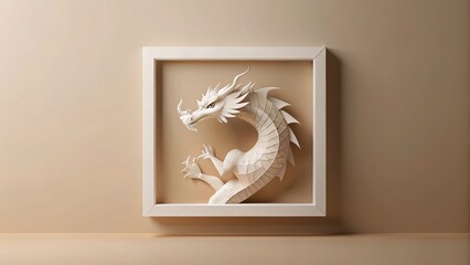 Poster - Minimalist Dragon Logo: Modern Square Frame Design, Artistic Reptile Symbol