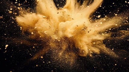 Poster - Dramatic Golden Powder Explosion Against a Black Background