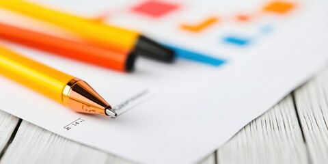 Aufkleber - Minimalist Financial Analysis Data-Driven Insights with Modern Ballpoint Pen on Clean Paperwork - Innovative Wealth Management and Strategic Investment Visualization