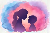 mother and son sharing a special moment in a warm and artistic composition, expressing deep affection, closeness, and a strong emotional connection