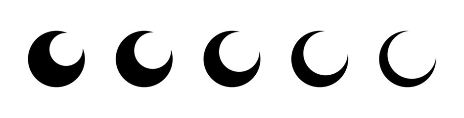 Poster - Moon icon set. Moon phase symbol. Half moon icon. Crescent moon icon lunar symbol. Dark mode sign