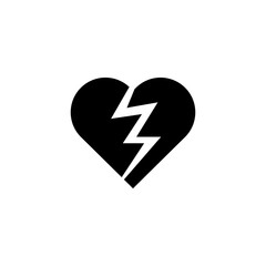 Poster - Broken heart icon, vector simple flat black trendy style illustraton for web and app..eps