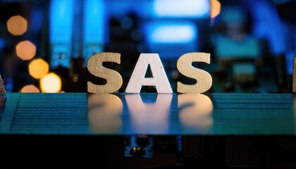 Poster - SAS Letters Displayed on a Blurred Background