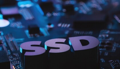 Poster - High-Tech Close-Up of SSD on Circuit Board
