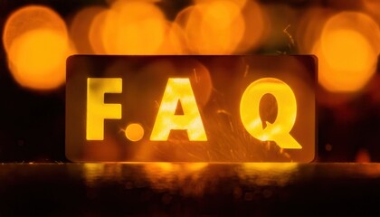 Poster - Illuminated FAQ Sign Against a Blurred Warm Background