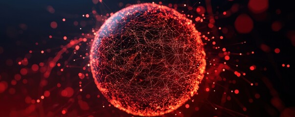 Poster - A vibrant, abstract depiction of a red sphere with intricate patterns, suggesting themes of connectivity and energy.