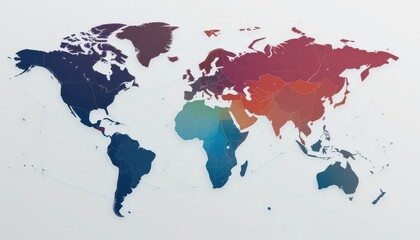Poster - Colorful World Map Illustration with Abstract Geometric Design