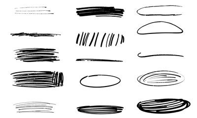 Poster - Hand drawn black ellipses and strokes in various styles and thicknesses, perfect for highlighting or emphasizing text and designs. These artistic elements add creative touch to any project