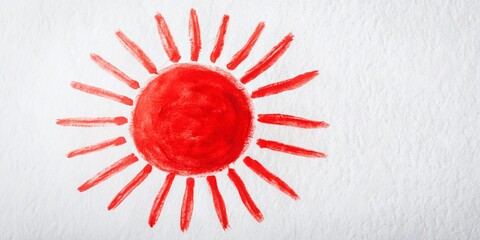 Poster - Red Sun Silhouette White Background Pattern - Minimalist Design