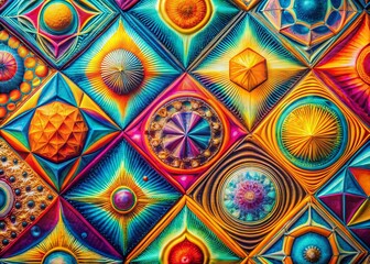 Aufkleber - Retro Abstract Macro Photography: Vibrant Colors and Geometric Shapes