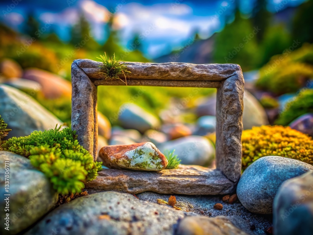 Rocky Border Frame with Flat Stone Center: Textured Background for ...