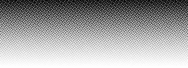 Poster - Black halftone gradient background. Fading overlapping dotted half tone texture. Vanishing polka dot backdrop. Raster pixel gradation pattern cover. Vector comic pop art overlay wallpaper