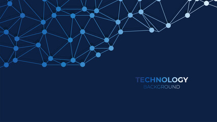 Fototapete - Technology futuristic network communication Background .Connect lines and dots. Banner template for science and technology