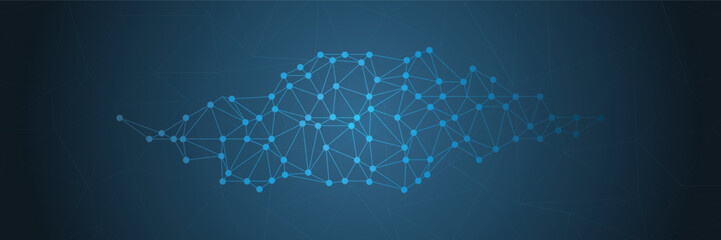 Fototapete - Abstract polygonal technology futuristic network background with connecting dots and lines. Global network connection, digital technology and communication concept