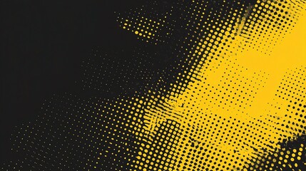 Poster - Abstract Yellow Halftone Pattern on Black Background for Banners