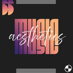Poster - Sunset Gradient Brutalism Style Typography Sign of Music Aesthetics, Black Background
