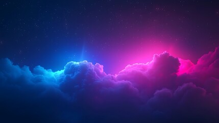 Poster - Vibrant Abstract Clouds with Stars in Dark Night Sky Background