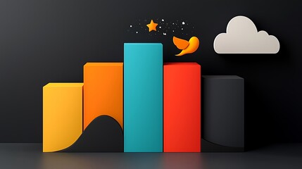 Poster - Vibrant Data Visualization with Colorful Bar Graph and Elements