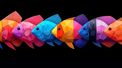 Poster - Colorful Low-Poly Fish Design with Bright Geometric Shapes