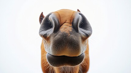 Wall Mural - a comical close-up of a horse oversized nose, exaggerated by a wide-angle lens, nostrils flared, iso
