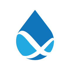 Aufkleber - The image shows a flat logo design of a water drop shape with an infinity letter x. The logo looks clean and sharp on a white background.