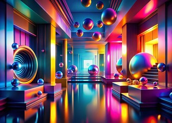 Aufkleber - Surreal 3D Positive Negative Shapes: Abstract Art Background