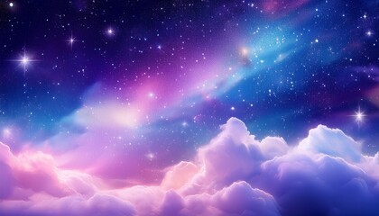 Wall Mural - mysterious galaxies soft clouds and galaxy glitter purple blue and magenta pink pastel sky with stars provide an attractive background for your digital junk journal elements