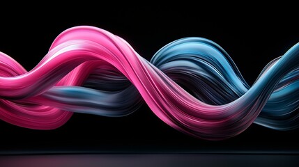 Poster - An abstract void where soft neon waves ripple in the darkness, reflections shifting like liquid dreams, hypnotic glowing patterns weaving through space