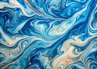 Aufkleber - Swirling Blue and White Marble Texture Background - Abstract Art