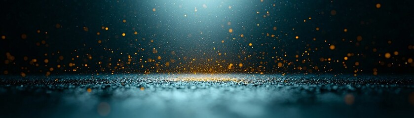 Poster - a luminous river flowing through an endless void, glowing particles drifting like cosmic dust, surre