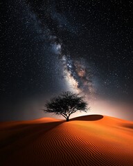 Poster - A surreal desert where sand glows softly under a twilight sky, delicate luminescent dust drifting in the air, an atmosphere of peace and wonder