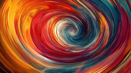 Aufkleber - Abstract swirling vortex of vibrant colors; red, orange, yellow, blue, teal.