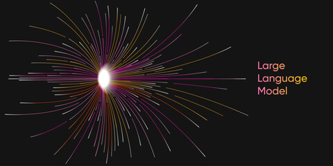 Fototapete - Illustration of abstract stream. Artificial intelligence. Big data, technology, AI, data transfer, data flow, large language model, generative AI	