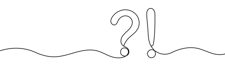 Exclamation and question marks icon line continuous drawing vector. Hand drawn Editable stroke. Question marks icon. Continuous outline of question.