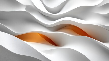 Poster - Abstract white and orange wavy background.