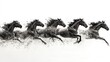 © Thanthara - A striking image of seven untamed horses storming forward, their muscles flexing as they race, isolated perfectly against a bright white backdrop
