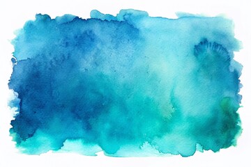 Poster - Vibrant Blue Teal Watercolor Wash Background - Abstract Art Texture