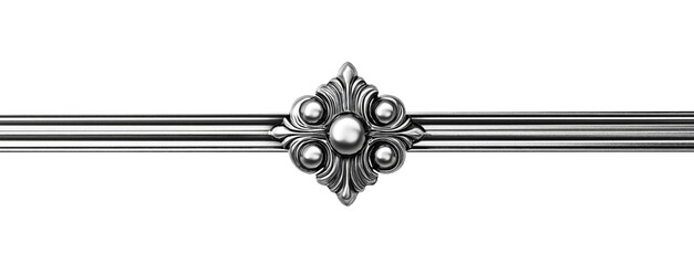 Silver decorative bar isolated on a transparent background