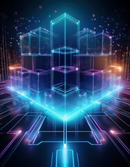 Wall Mural - Futuristic metaverse digital cubes block technology network connection concept,