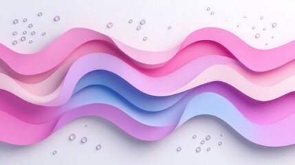 Poster - Soft pastel waves in shades of pink, blue, and peach form a dreamy abstract background, complete with a subtle sparkle effect, smooth gradients, and flowing curves, perfect for contemporary design