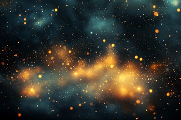 Wall Mural - an abstract cosmic backdrop featuring shimmering orange and blue bokeh lights, crafting a magical sp
