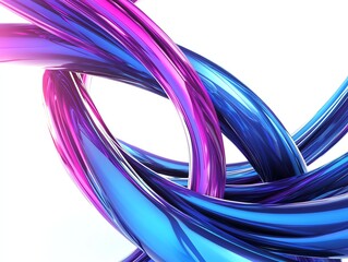 Leinwandbilder - Swirling Glossy Tubes Abstract Background in Blue and Magenta Tones