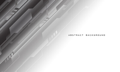 Poster - Abstract grey cyber dynamic geometric technology futuristic on white blank space design modern background vector