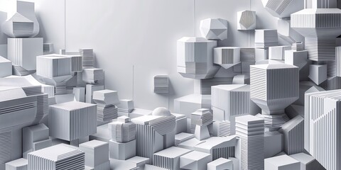 Poster - A abstract geometric texture using isometric cubes with fine line shading, adding depth and a three-dimensional business aesthetic