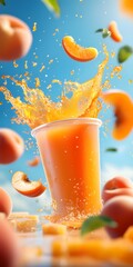 Poster - Refreshing Orange Juice Splash with Fresh Fruit Elements