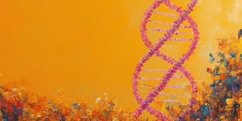 Poster - Abstract Artistic Representation of DNA Helix on Orange Background