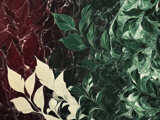Poster - Dark Red And Green Foliage Texture Background