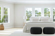 © JuanM - Modern bedroom with natural light and minimalistic decor in a cozy setting