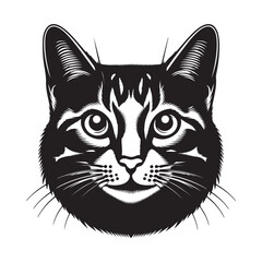  Black Cat Face Illustration – Bold & Stylized Feline Art.
